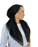 Scarf Bar Solid Black Cotton Classic Pre-Tied Bandanna with Full Grip  myselflingerie.com