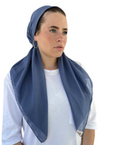 Scarf Bar Solid Indigo Blue Cotton Classic Pre-Tied Bandanna with Full Grip  myselflingerie.com