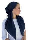 Scarf Bar Solid Navy Cotton Classic Pre-Tied Bandanna with Full Grip  myselflingerie.com