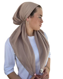 Scarf Bar Solid Taupe Cotton Classic Pre-Tied Bandanna with Full Grip myselflingerie.com