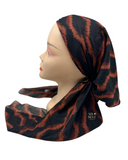 Lizi Headwear ARIBLRU Black/Rust Ripple Print Pre-Tied Bandanna with Velvet Grip MYSELFlingerie.com