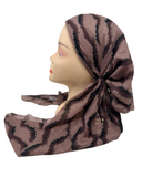 Lizi Headwear ARIMA Mauve Ripple Print Pre-Tied Bandanna with Velvet Grip myselflingerie.com