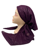 Lizi Headwear Solid Eggplant Zebra Print Pre-Tied Bandanna with Velvet Grip