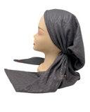 Lizi Headwear Solid Grey Zebra Print Pre-Tied Bandanna with Velvet Grip