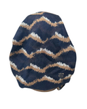 Lizi Headwear ARINACA Navy/Camel Ripple Print Pre-Tied Bandanna with Velvet Grip myselflingerie.com