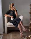 Mon Loungewear CBSLSN Black Satin Accent Long Sleeve Modal Nightshirt myselflingerie.com