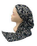 Lizi Headwear APEBLGY Black/Grey Pebble Print Pre-Tied Bandanna with Velvet Grip myselflingerie.com