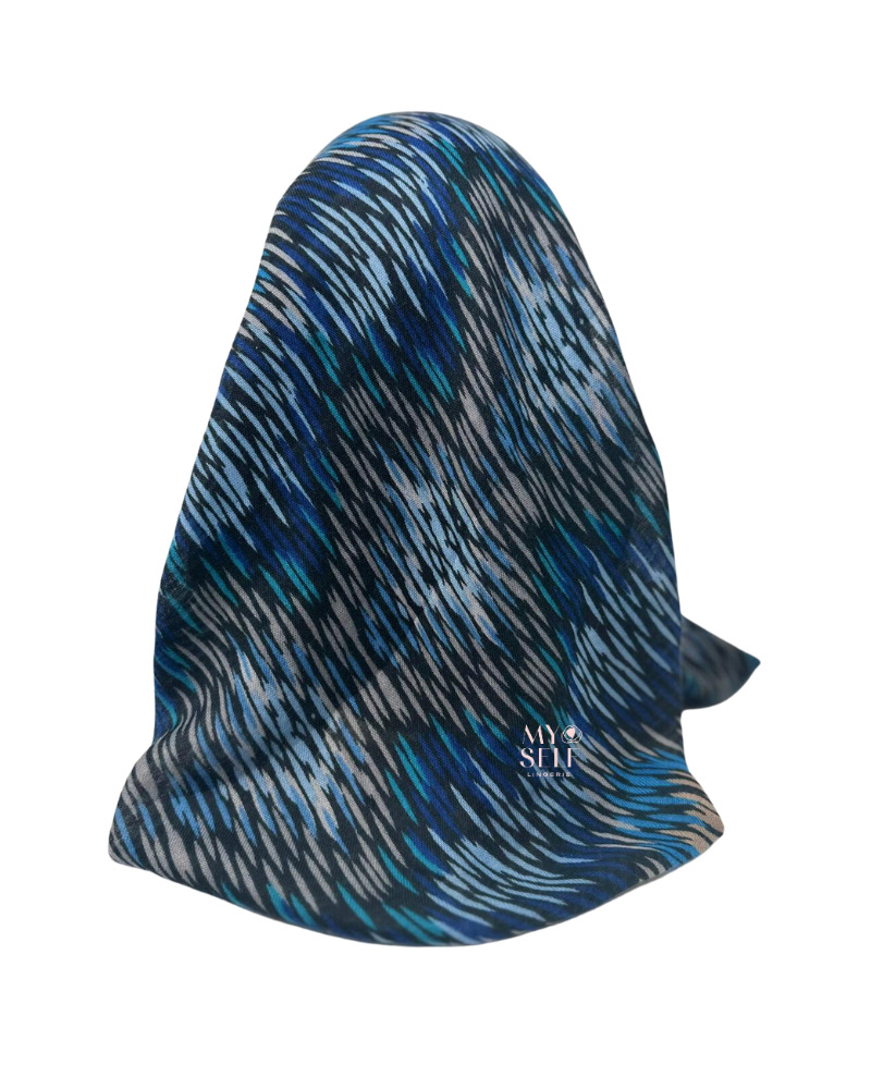 Cherie SP271BL Blue Multi Design Pre-Tied Open Back Bandanna myselflingerie.com