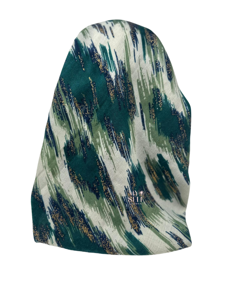 Cherie SP273GN Green Metallic Design Pre-Tied Open Back Bandanna myselflingerie.com