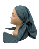 Lizi Headwear Solid Denim Zebra Print Open Back Pre-Tied Bandanna with Velvet Grip