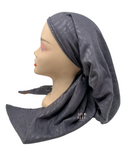 Lizi Headwear Solid Grey Zebra Print Open Back Pre-Tied Bandanna with Velvet Grip