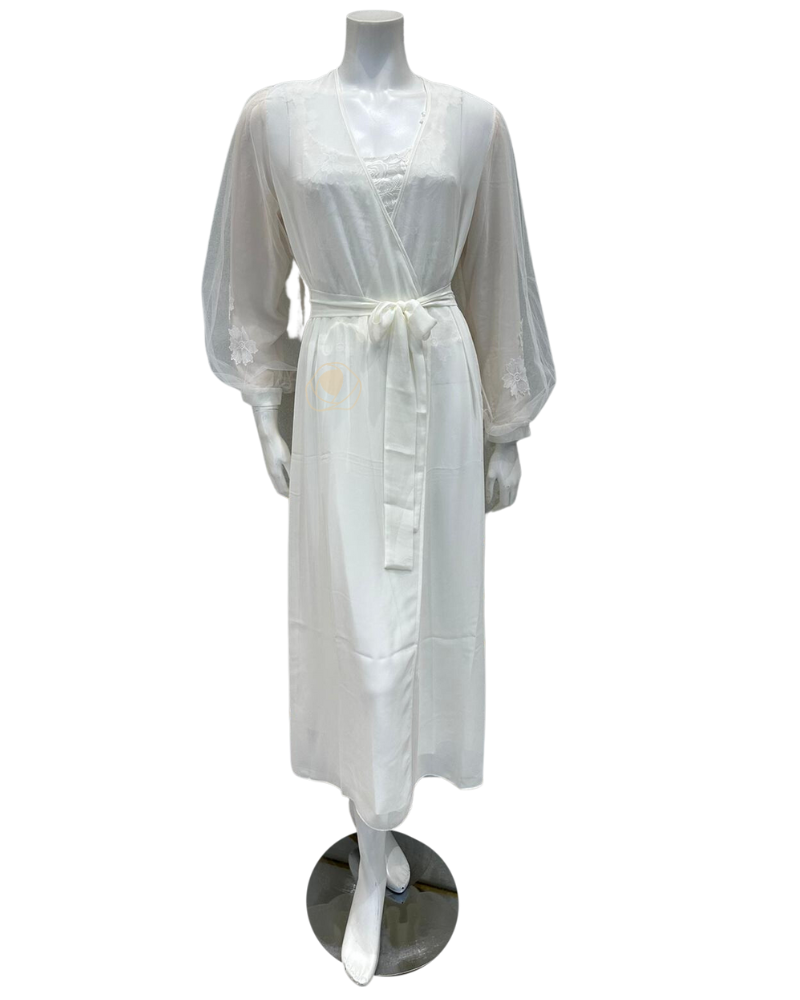 788+789 Ivory Beloved Chiffon Gown & Robe Set