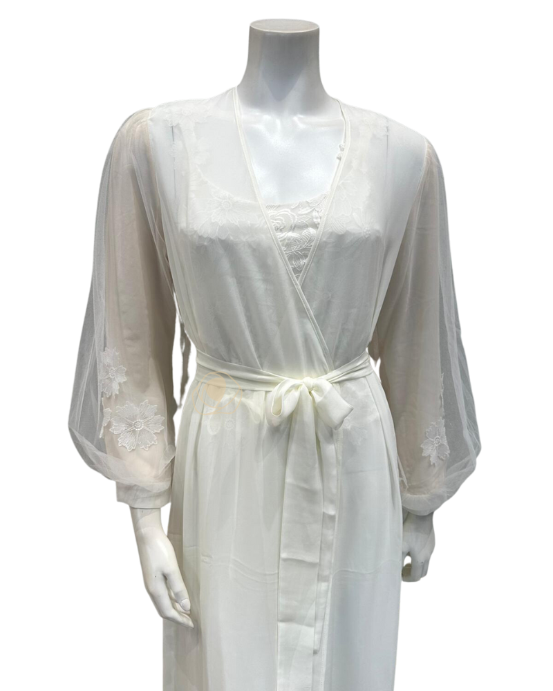 788+789 Ivory Beloved Chiffon Gown & Robe Set