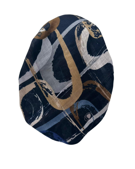 SG Black/Brown Swirls Print Adjustable Pre-Tied Bandanna with Small Velvet Grip