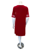 Oh! Zuza 4140SL Red Pepper V Neck Lace Trim Short Sleeve Modal Nightshirt myselflingerie.com