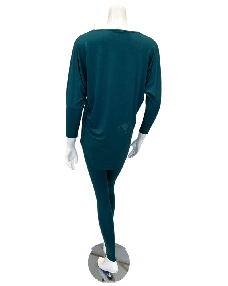 3049-R Emerald Round Neck Modal Pajamas Set