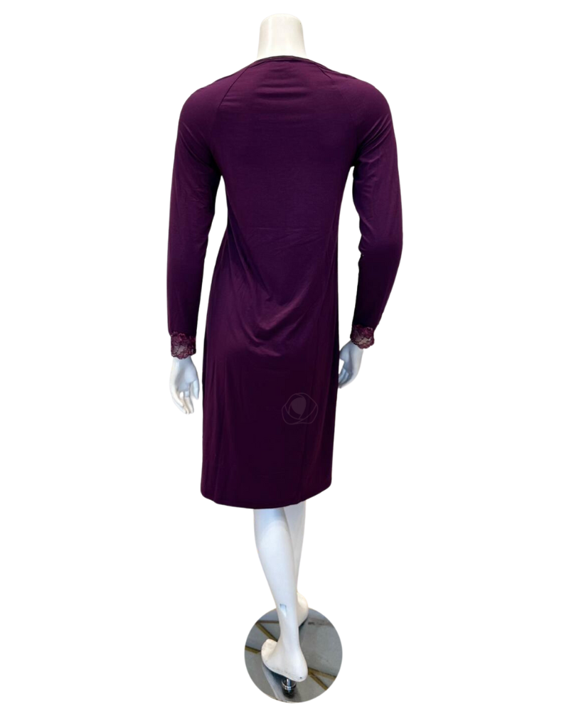 M2872 Plum Lace Trim Modal Nightshirt