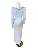 Oh! Zuza White Ribbed Ankle Length Cotton Terry Wrap Robe