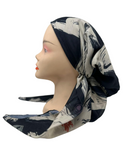 Nicsessories and Cream Brush Stroke Floral Pre-Tied Bandanna with Full Grip myselflingerie.com