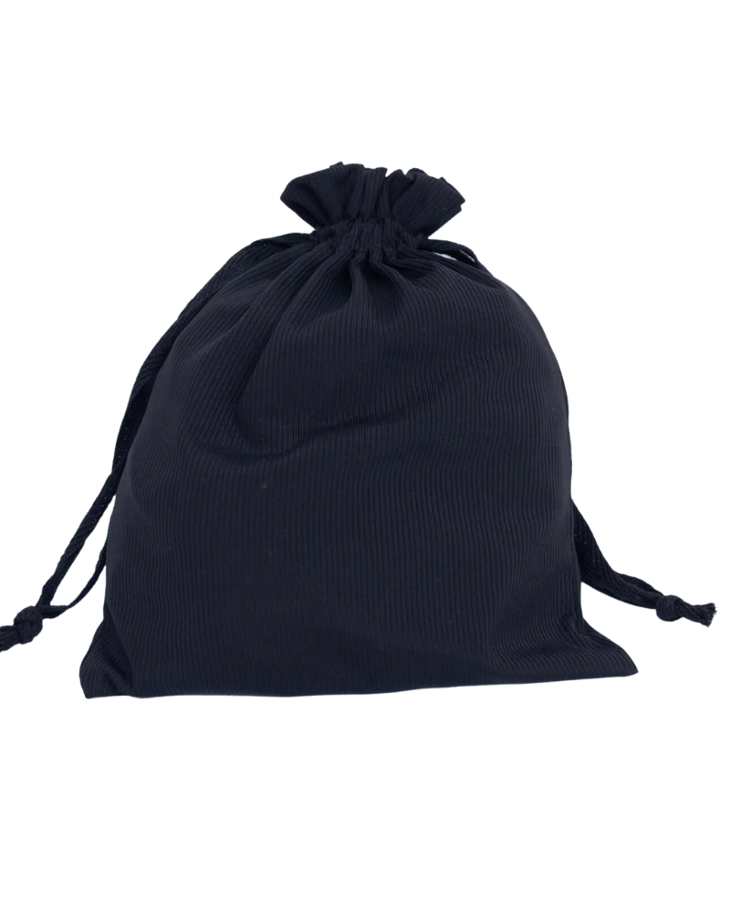 Tie Ur Knot Black Dri Fit Ribbed Adjustable Pre-Tied Swim Bandanna with Dust Bag myselflingerie.com