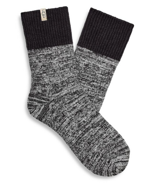 UGG Black Rib Knit Slouchy Quarter Socks