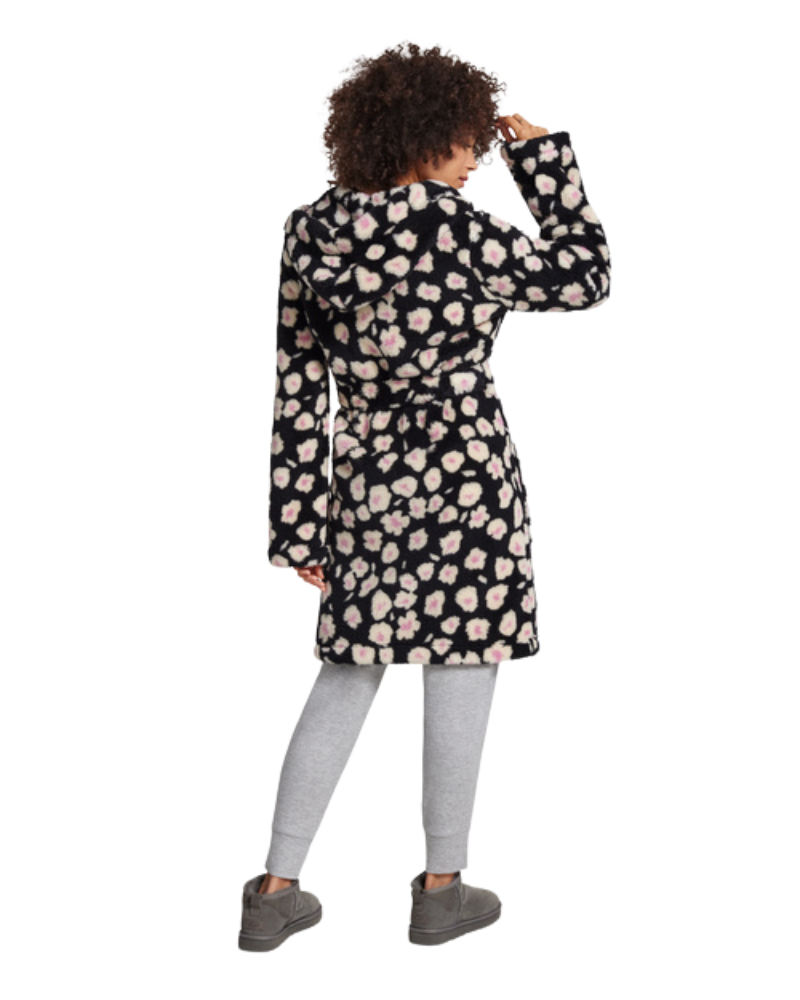 1153830 Black Hibiscina Aarti II Hooded Plush Robe