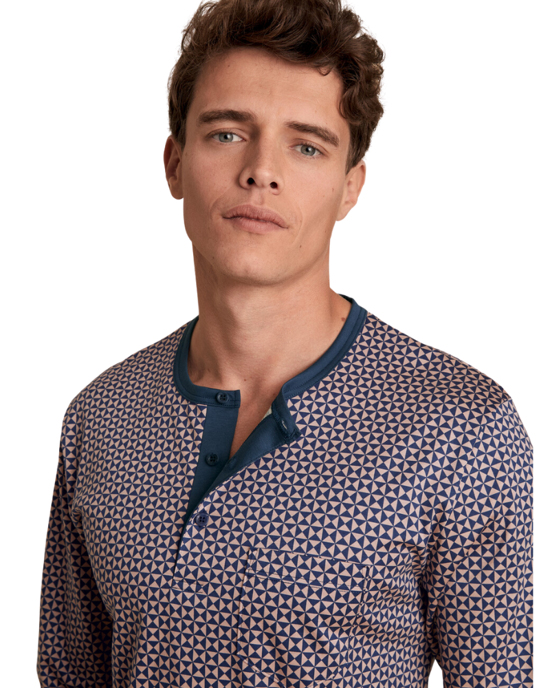 Calida 45280 #912 Relax Selected Men's 100% Supima Cotton Pajamas Set with Cuff myselflingerie.com