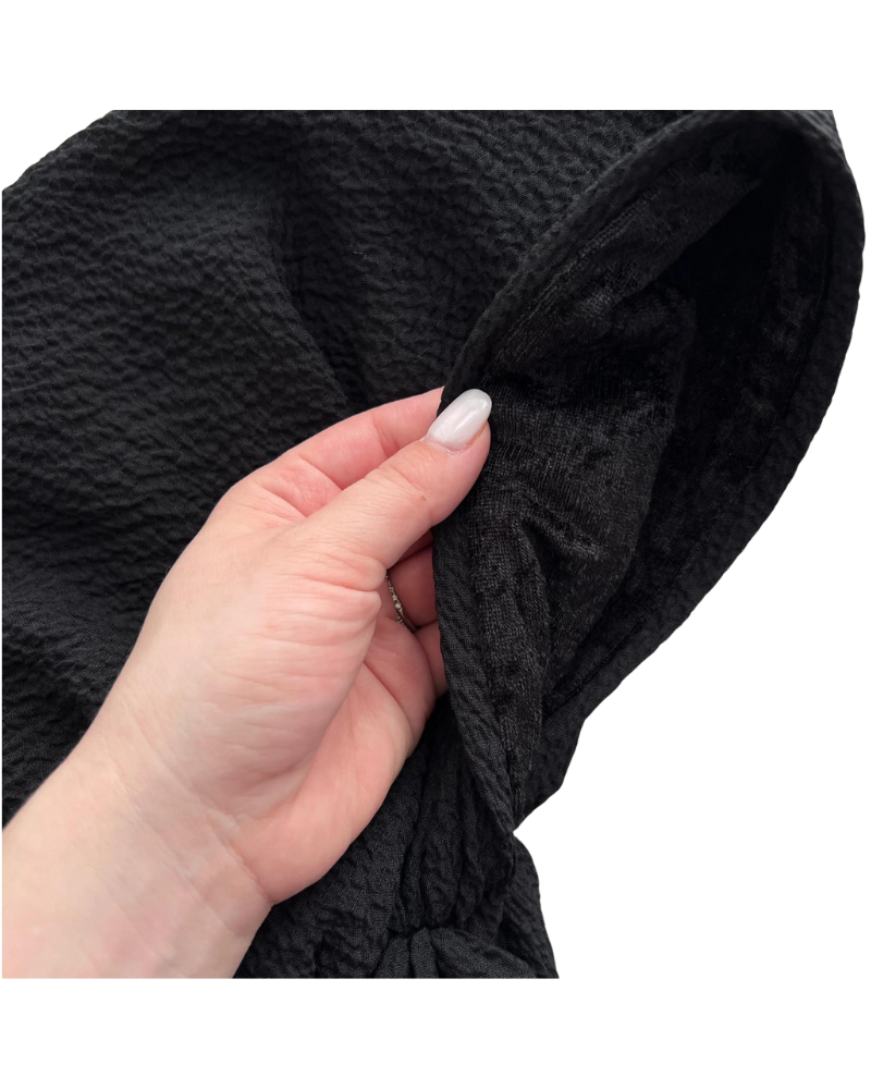 Valeri Black Crinkle Pre-Tied Bandanna with Full Grip myselflingerie.com