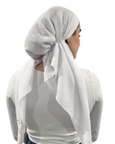 Valeri White Crinkle Pre-Tied Bandanna with Full Grip Myselflingerie.com