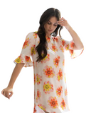 4216 Happy Flowers Button Down Viscose Nightshirt