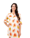 4216 Happy Flowers Button Down Viscose Nightshirt