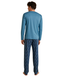 Calida 46381 #375 Niagara Blue Relax Choice Men's 100% Supima Cotton Pajamas myselflingerie.com