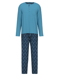 Calida 46381 #375 Niagara Blue Relax Choice Men's 100% Supima Cotton Pajamas myselflingerie.com