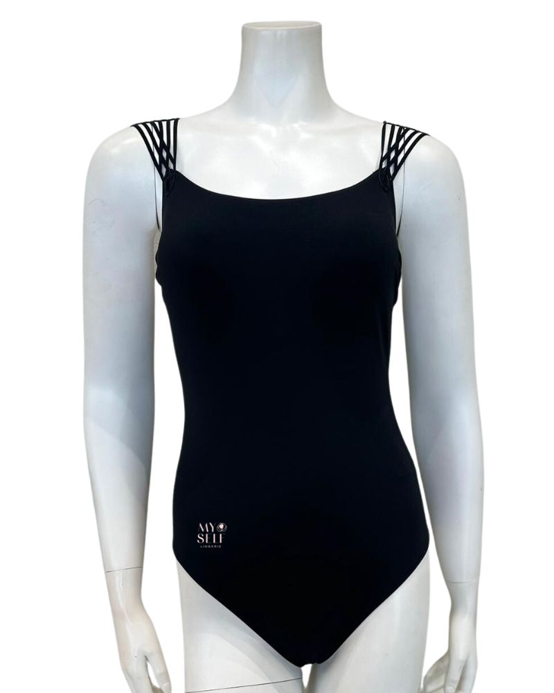 Gottex 23MO134 Black Mootini Round Neck Swimsuit myselflingerie.com