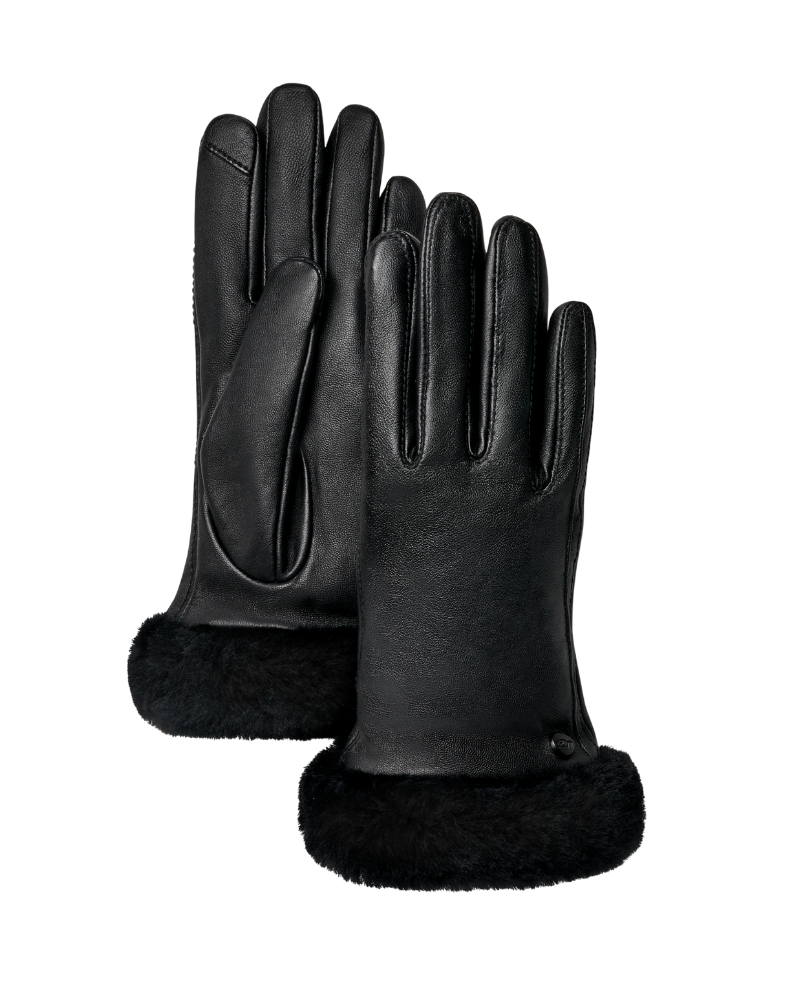 UGG Black Leather Tech Tip Shorty Gloves