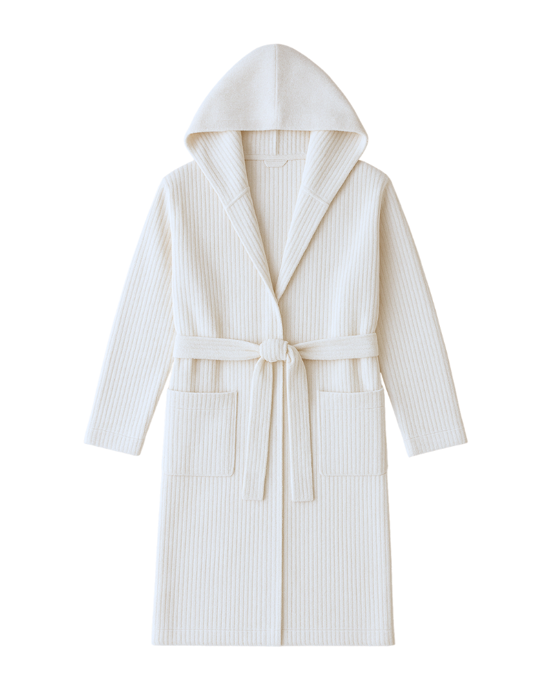 Barefoot Dreams Cream CozyChic Ribbed Hooded Robe