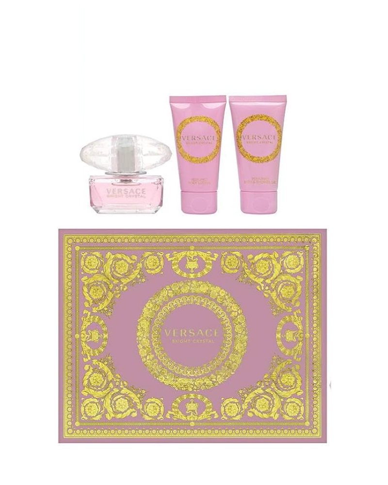 Versace Bright Crystal Lotion, Shower Gel & Perfume Set 1.7 Oz