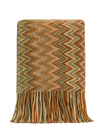 TH0022.BR5060 Green/Brown Zigzag Knit Throw Blanket