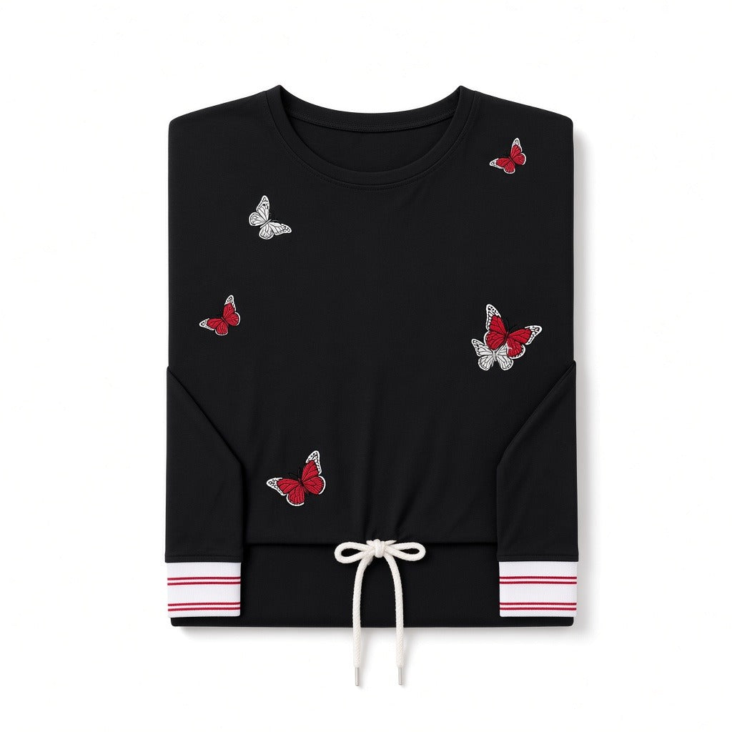 Folded ORD Black/Butterflies Modal Nursing Nightgown