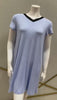 Jackie O'Loungewear S/S-NS-SKY-S25 Sky Blue Ribbed V Neck Short Sleeves Modal Nightshirt Myselflingerie.com