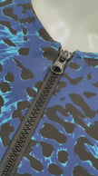 Seashells Navy Leopard Short Sleeve Zippered Swim Dress with Shorts Attached Myselflingerie.com