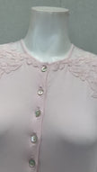 Verdiani 4203 Angel Pink Embroidered Flowers Sheer Shoulder Button Down Modal Nightgown Myselflingerie.com