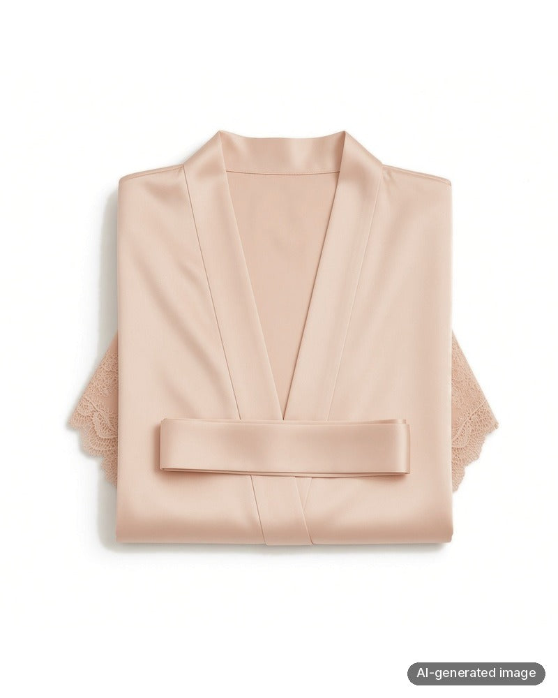 Folded Flora Nikrooz Othela Lace Satin Wrap Robe