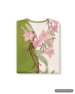 Folded Angelice Pink/Green Vine Print V Neck Pull On Modal Nightgown