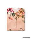Folded Angelice Peach Floral European Printed Button Down Modal Nightgown