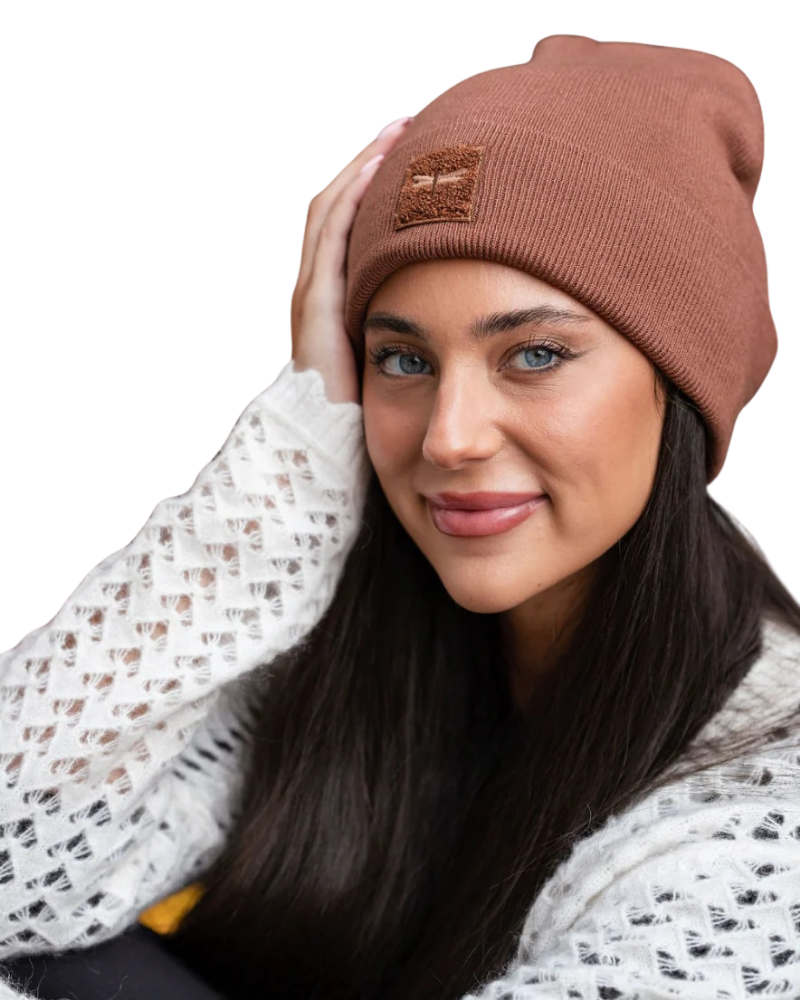 Tal New York The Sherpa Logo Caramel Beanie