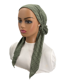 TT2344-24 Olive Green Retro Wave Timeless Fit Pre-Tied Bandanna