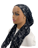 Ahead Black/Silver Simple Abstract Shimmer Classic Fit Pre-Tied Bandanna