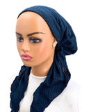 Ahead Navy Braid Stitched Timeless Fit Pre-Tied Bandanna