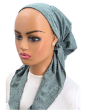 TT2278-24 Mint Broderie Eyelet Timeless Fit Pre-Tied Bandanna